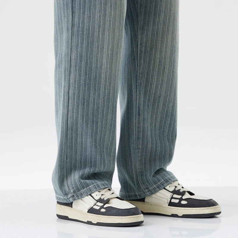 Strisce Baggy Denim Jeans