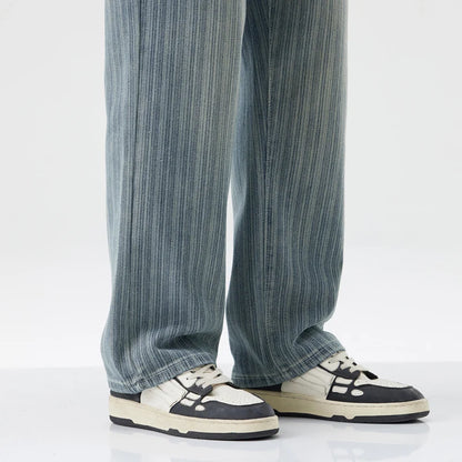 Strisce Baggy Denim Jeans