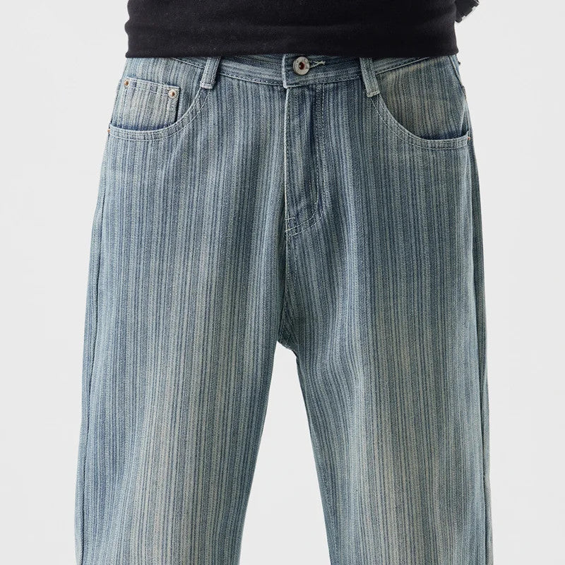 Strisce Baggy Denim Jeans